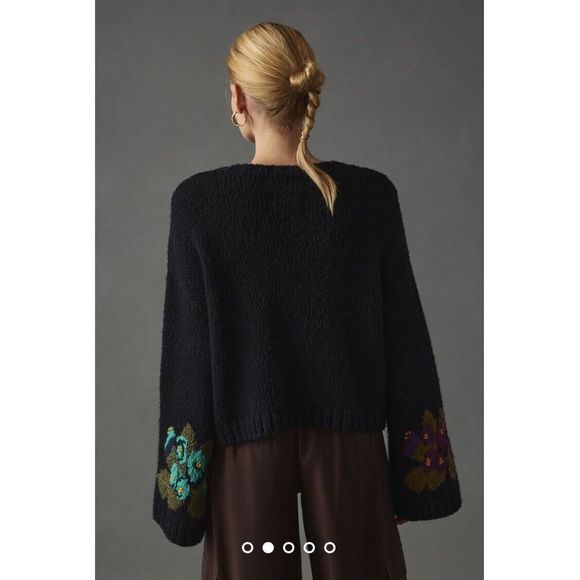 Maeve Embroidered Cropped Sweater Size S - Picture 5 of 9